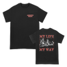 Agnostic Front's "My Life My Way Live" design, printed on a black Gildan brand tee.
