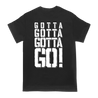 Agnostic Front's "Gotta Go" design, printed on a black Gildan Apparel tee.  Tee features include 5.3 oz., 100% preshrunk cotton; classic fit; seamless double needle 7/8” collar; taped neck and shoulders; double needle sleeve and bottom hems; quarter-turned to eliminate center crease; and a tearaway label.