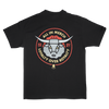 Celebrate 15 years of All In with us in this awesome Metal Ox tee! Printed on the front and back of a black Alstyle Apparel tee.  Tee features include: 6 oz. 100% preshrunk cotton, set-in rib collar with shoulder-to-shoulder taping, seamless double needle 7/8” collar, double-needle sleeve and bottom hem, and a tearaway label.