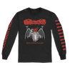 Gatecreeper's 2022 tour design, printed on the front and back of a black Gildan long sleeve tee.  Longsleeve features include 6 oz., 100% preshrunk cotton; classic fit; seamless double needle 7/8” collar; taped neck and shoulders; rib cuffs; double needle bottom hem; quarter-turned to eliminate center crease; and a tearaway label.