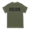 Agnostic Front's "Vip Boots" design, printed on the front and back of a Military Green Tultex brand tee.