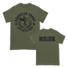 Agnostic Front's "Vip Boots" design, printed on the front and back of a Military Green Tultex brand tee.
