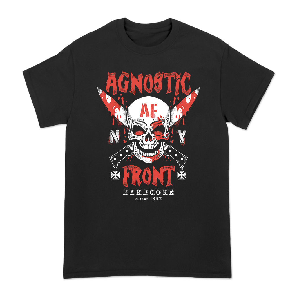 AGNOSTIC FRONT CROSSED KNIFE SKULL TEE – allinmerch