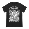 Agnostic Front's "Sawblade Logo" design, printed on the front and back of a black Gildan brand tee.