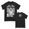 Agnostic Front's "Sawblade Logo" design, printed on the front and back of a black Gildan brand tee.