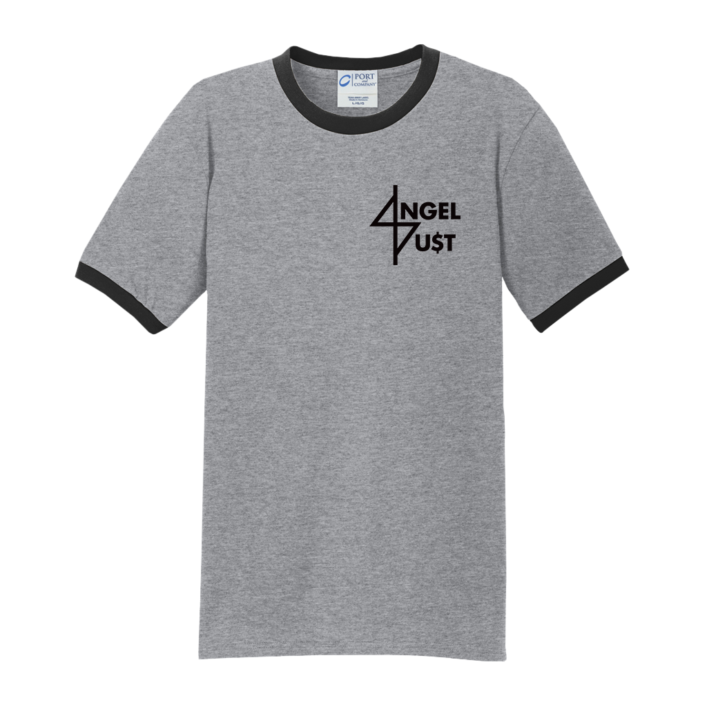 ANGEL DUST TXT LOGO RINGER TEE - ATHLETIC HEATHER – allinmerch