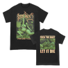 Dying Fetus's "Maggot Baby Death (Green Overlay)" design, printed in full color on the front and back of a black Gildan tee.