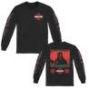 Dying Fetus's "Razed In Defeat" design, printed on the front, back and both sleeves of a black Gildan Longsleeve.