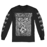 Dying Fetus's "Skeleton Funeral" design, printed on the front, back and both sleeves of a black Gildan Longsleeve.