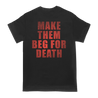 Dying Fetus's "Tentacle Face" design, printed on the front and back of a black Gildan tee.