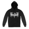 Ghost Bath "DSBM" design printed on the front and back of a black Gildan Apparel pull hood.