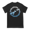 High Vis's "Fade Circle Chain Logo" design, printed on the front and back of a black Gildan Hammer tee.