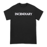 Incendiary Glow Coffin design, printed on the front and back of a black Comfort Colors tee. 
