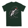 Choose your fighter - Incendiary's "Rat Roach Logo" design is printed on the front and back of a forest green American Apparel tee.