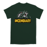 Choose your fighter - Incendiary's "Rat Roach Logo" design is printed on the front and back of a forest green American Apparel tee.