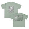Knocked Loose's "Blinding Faith" design, printed on the front and back of a green Comfort Colors tee.