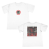 Knocked Loose's "Collecting Petals" design, printed on the front and back of a white American Apparel/Alstyle tee.