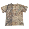 Knocked Loose's "Cross Overlay KLMF" design, printed on the front and upper back of a Real Tree Camo Tee.