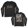 Knocked Loose's "Live Collage" design, printed on the front, back and both sleeves of a black Alstyle Apparel longsleeve.