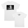 Knocked Loose's "Mercury" design, printed on the front and back of a white American Apparel/Alstyle tee.  Tee features include: 6 oz. 100% preshrunk cotton, set-in rib collar with shoulder-to-shoulder taping, seamless double needle 7/8” collar, double-needle sleeve and bottom hem, and a tearaway label.