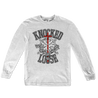 Knocked Loose's "OTAK " design, printed on front and back of an ash Gildan Apparel longsleeve.