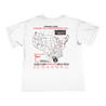 Knocked Loose's "Spring 2024 Tour" design, printed on the front and back of a white color Comfort Colors tee.