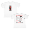 Knocked Loose's "Spring 2024 Tour" design, printed on the front and back of a white color Comfort Colors tee.