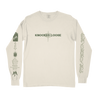 Knocked Loose's "You're Supposed To" design, printed on the front, back, and both sleeves of an ivory Comfort Colors long sleeve shirt.