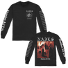 NAILS's "Abandon All Life" design, printed on the front, back, and both sleeves of a black Alstyle longsleeve shirt.