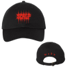 Scalp's logo embroidered in red on the front of a black dad hat.