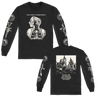 The Hope Conspiracy's "Nuke" design, printed on the front, back and both sleeves of a white Gildan longsleeve shirt.