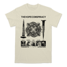The Hope Conspiracy's "Thoughts and Prayers" design, printed on the front and back of a natural Comfort Colors tee.