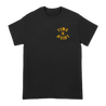 Time Heist's "BXR" design printed on the front and back of a black American Apparel shirt.