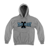 Time Heist's "Find A Way Bear" design, printed in on the front and back of a Light Steel Champion brand pullover hooded sweatshirt.