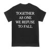 Time Heist's "Together As One" design printed on the front and back of a black American Apparel shirt.