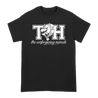 Time Heist's "Unforgive Wolf" design printed on the front and back of a black American Apparel shirt.