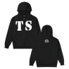 Turnstile's "Rainbow" design, printed on the front and back of a black zip up with a custom woven tag.