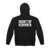 Chain of Strength True Till Death design printed on a black zip up hoodie.