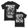 Dying Fetus "Subjected To A Beating" design, printed on front and back of a black Gildan Apparel tee.