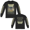Creeping Death's "Edge Of Existence" design, printed on the front, back, and both sleeves of a black Alstyle Apparel long sleeve tee.  Longsleeve features include: 6 oz. 100% preshrunk cotton, set-in rib collar with shoulder-to-shoulder taping, rib sleeve cuffs; double-needle bottom hem; and a tearaway label.