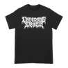 Creeping Death's "Texas Death Logo," printed on the front and back of a black Alstyle Apparel tee.  Tee features include: 6 oz. 100% preshrunk cotton, set-in rib collar with shoulder-to-shoulder taping, seamless double needle 7/8” collar, double-needle sleeve and bottom hem, and a tearaway label.