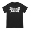 Creeping Death's "World Decay" design, printed on the front and back of a black Alstyle Apparel tee.  Tee features include: 6 oz. 100% preshrunk cotton, set-in rib collar with shoulder-to-shoulder taping, seamless double needle 7/8” collar, double-needle sleeve and bottom hem, and a tearaway label.