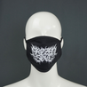 Frozen Soul's logo, printed in white on the front of a black face mask.   Face mask features include: 4.2 oz., 100% cotton (Dark Ash is 90/10 cotton/polyester); Alternate Heathers are 50/50 cotton/polyester; 3-Ply fabric; Washable, reusable, and breathable; USA made. 7" W x 5" L (*Specs do not include the ear loops).