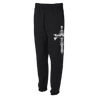 Judiciary's "Dark Sword" design, printed on the left leg of a pair of black Jerzees brand sweatpants with pockets.