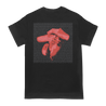 Knocked Loose's "I Am With You Now" design, printed on the front and back of a black American Apparel tee.  Tee features include: 6 oz. 100% preshrunk cotton, set-in rib collar with shoulder-to-shoulder taping, seamless double needle 7/8” collar, double-needle sleeve and bottom hem, and a tearaway label.