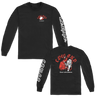 Low End Dance with Demons longsleeve with front, back, and sleeve prints on black Gildan Hammer apparel.