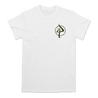 Pitchfork Hardwear's "20 Year X Logo" design, printed on the front and back of a white Next Level brand cotton short sleeve crewneck tee.  Tee features include: 4.3oz., 100% combed ringspun cotton, 32 singles; fabric laundered; set-in 1x1 baby rib collar; hemmed sleeves; side seams; and a tearaway label.
