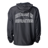 Sanction Refraction Arch design printed on a black full zip Independent Apparel jacket.